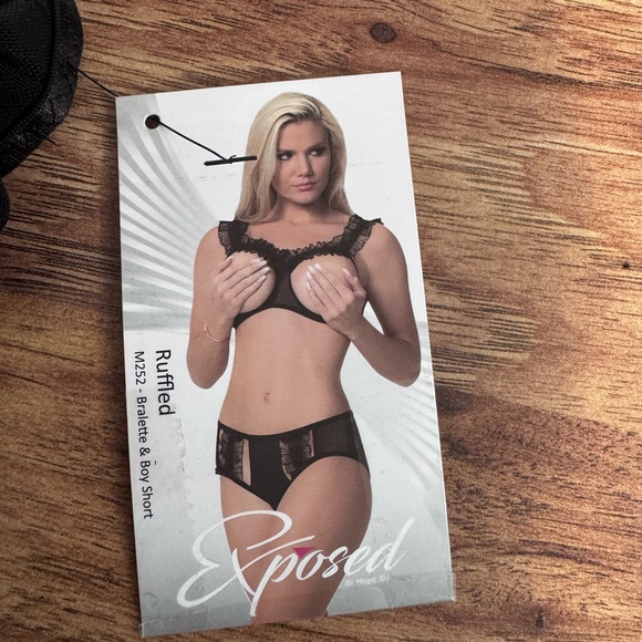 Expose Other - Black Lace Open Cup Bralette & Brief Set